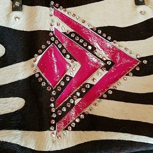 Leather and zebra hair on hide tote bag